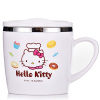 HelloKitty凯蒂猫不锈钢儿童单柄饮水杯宝宝喝水杯200ml白色3个月以上婴儿训练饮水杯带手柄3722