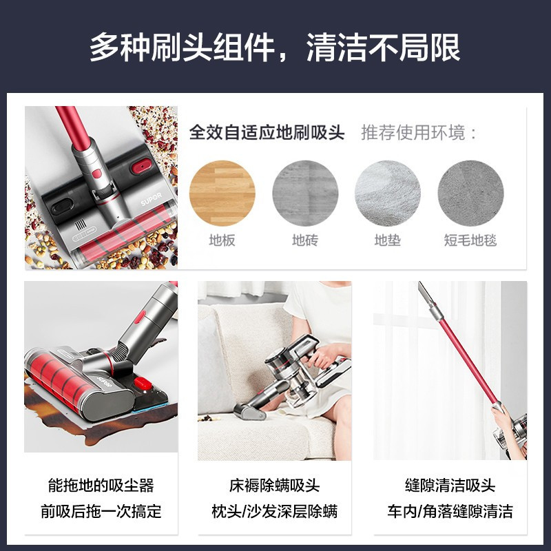 苏泊尔 (SUPOR )吸尘器吸拖一体家用无线手持除螨拖地洗地机宠物家庭适用VCS63X-C11高清大图