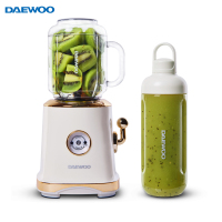 大宇(DAEWOO)榨汁机家用水果迷你电动便携式果汁机复古多功能全自动料理机原汁机 白色