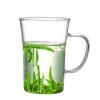 加厚玻璃茶杯泡茶月牙杯过滤一体绿茶男女创意办公喝水花茶杯 350毫升无过滤杯