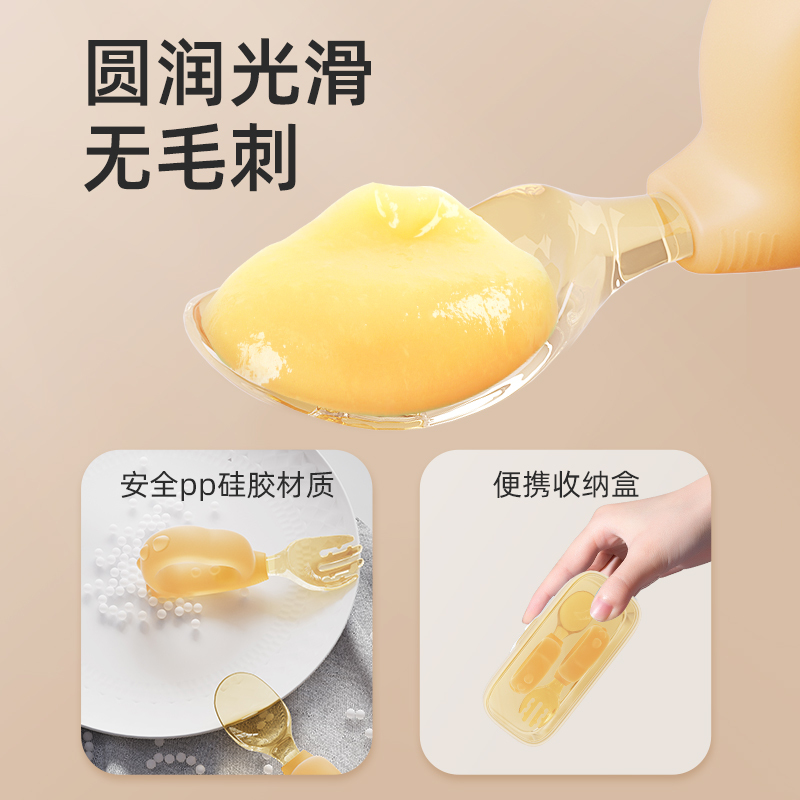 宝宝饭勺婴幼儿学吃饭训练自主进食辅食叉子勺子儿童餐具套装2255高清大图