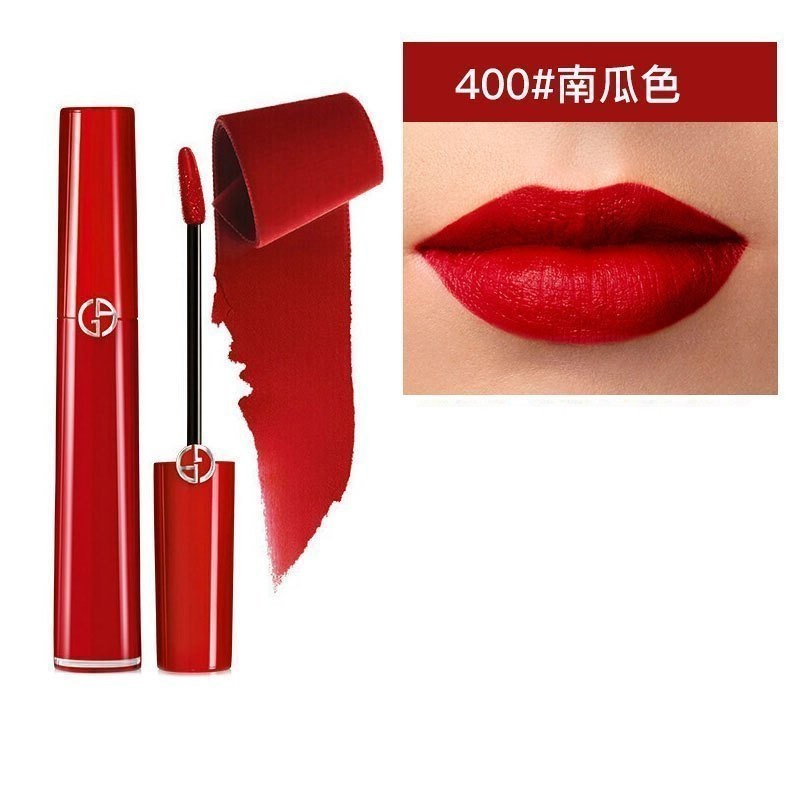 armani阿玛尼口红红管唇釉400阿玛尼红南瓜色65ml哑光丝绒唇釉唇彩