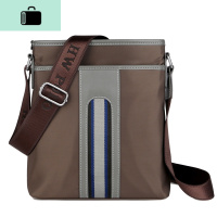 男士单肩包牛津布男包休闲背包潮流竖款斜挎包尼龙布防水潮流小包NEWLAKE 咖啡色