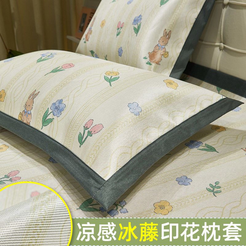 夏季冰丝枕套纯色枕芯套48x74cm单人宿舍枕头套一对装一只装