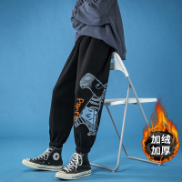 YUANSU裤子男秋冬加绒加厚休闲长裤韩版潮流抽绳束脚裤运动裤加绒裤卫裤休闲裤
