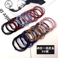 JiMi简约头绳女耐用橡皮筋女扎头皮套发圈2022年新款网红气质头饰发绳 混色系共20根高弹力80%选择