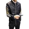 梵克公牛秋季新款男士休闲皮衣夹克时尚韩版帅气青年修身拉链皮衣外套 黑色