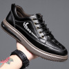 休闲男鞋2022年秋季新款头层牛皮鞋子牛筋底鳄鱼纹系带爸爸鞋