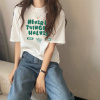 唐狮 短袖T恤女夏季新款宽松韩版圆领多排字母设计小众清新潮