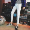 梵克公牛春秋黑色牛仔裤男破洞韩版潮流常规小脚男生裤子9分裤潮牌