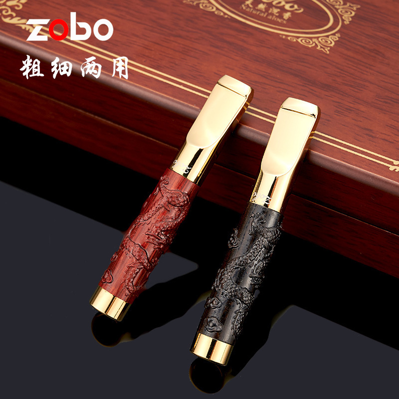 Zobo正牌过滤嘴 高档粗细两用可清洗过香菸净烟器微孔红檀木烟嘴ZB-357