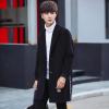 梵克公牛2019年秋季新款男士灯芯绒中长款风衣潮男韩版时尚宽松休闲撞色外套