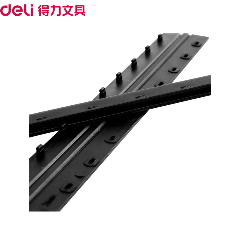 得力(deli)3831 20mm装订夹条黑色100支/盒10孔装订夹 装订押条 压边条 胶圈装订夹边条塑料夹条高清大图