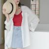 夏季薄款紫色长袖防晒衣衬衫女夏薄上衣2021新款春季外穿百搭外套 白色[精选优质面料] XS