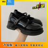 聚范白色粗跟厚底法式玛丽珍鞋女2024新款圆头浅口英伦风小皮鞋子