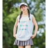 [2.5折价50元叠加优惠券]唐狮夏季女圆领前胸模糊字母背心