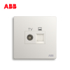 ABB开关插座无框轩致雅典白墙壁86型插座面板电视电脑插座AF325