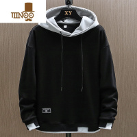 YANXU假连帽卫衣男士秋季宽松上衣服潮流ins长袖男装外套 2XL LEJ#5604黑色