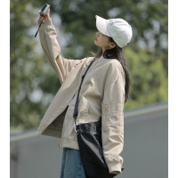 唐狮棒球服外套女春季新款左胸字母短款上装韩版宽松时尚百搭
