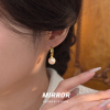 999纯银母贝珍珠耳扣女耳钉耳环耳饰韩国网红小众设计ins风