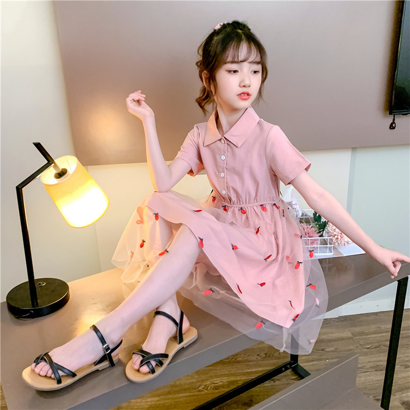 女童短袖连衣裙夏装2021新款中大童洋气夏天衣服十岁女孩公主裙子视频