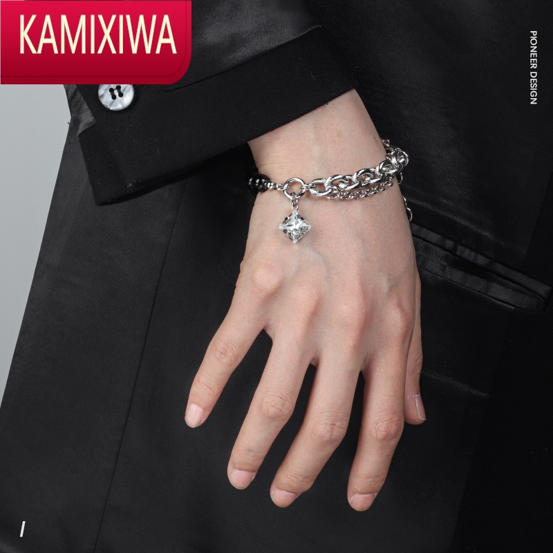 KAMIXIWA1STXULIE手链ins小众设计冷淡风个性潮酷Y2K男女情侣黑白手串