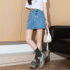 唐狮春夏季新款女半身裙流行牛仔蓝色短款高腰显瘦a字裙子