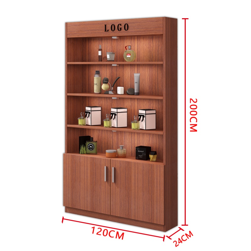 化妆品展示柜简约现代展柜货柜陈列柜院柜子产品货架展示架 柚木色200*120*24