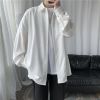 夏季垂感冰丝衬衫男装长袖防晒外套宽松胖子大码韩版潮流痞帅衬衣 白色-冰丝清爽 S
