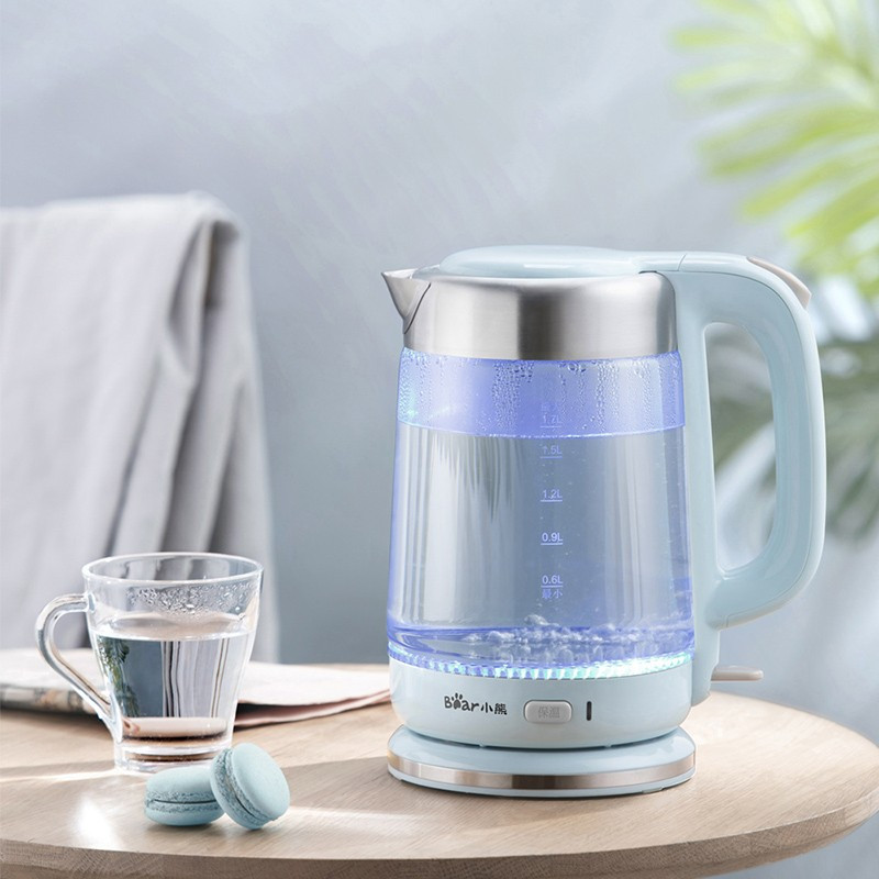 小熊bear电水壶家用保温烧水壶高硼硅玻璃恒温电热水壶17升大容量暖