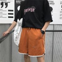 新款2019夏装男士时尚针织低裆跨裤撞色前后印花短裤直筒裤子男潮预售定制款韩版潮牌