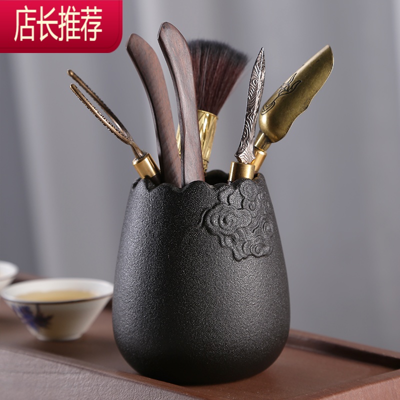 黑檀木茶道六君子套装功夫茶具配件6君子泡茶工具茶夹针勺养壶笔JING PING