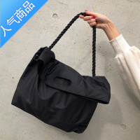 FENGHOU港风休闲大容量单肩包包女2021新款简约复古手提旅行包暗黑斜挎包R7J1N6 黑色