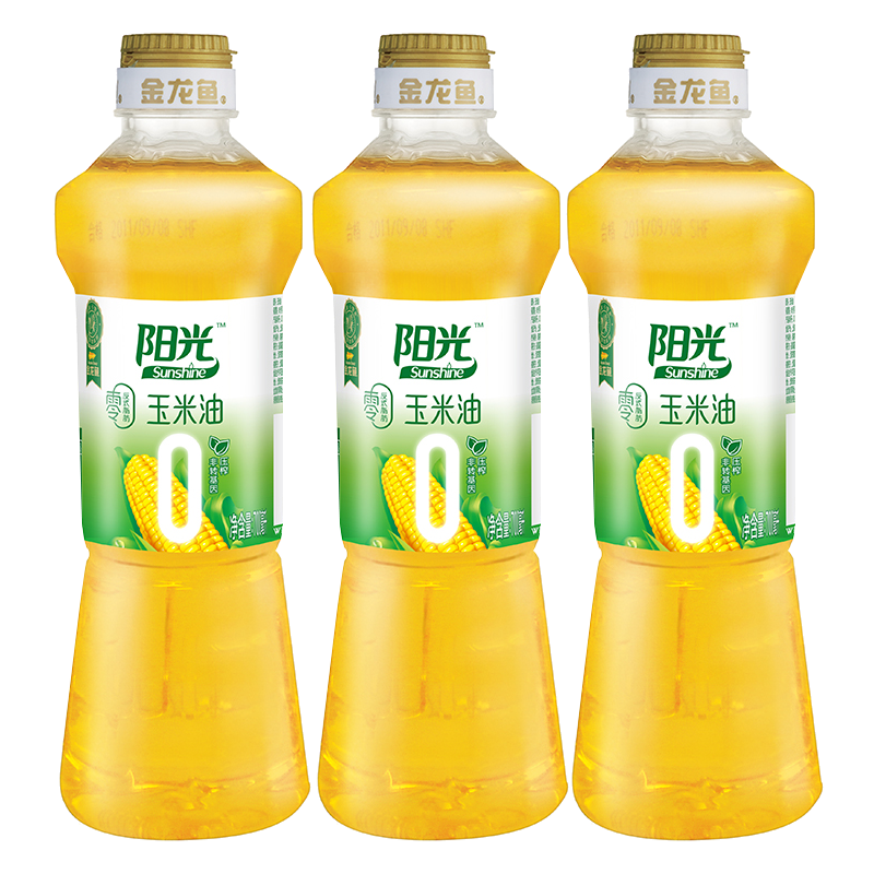 金龙鱼阳光零反式脂肪玉米油食用油700ML 3瓶