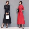 2021春秋款海宁时尚休闲韩版修身长款过膝女装皮衣外套