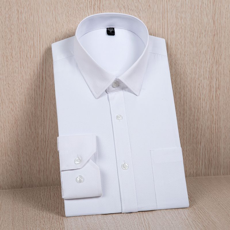 秋冬白衬衫男士长袖衬衣韩版潮流休闲纯色正装休闲商务职业工装寸_44 42((160-170斤) 长袖款斜纹白色(40棉透气亲肤)