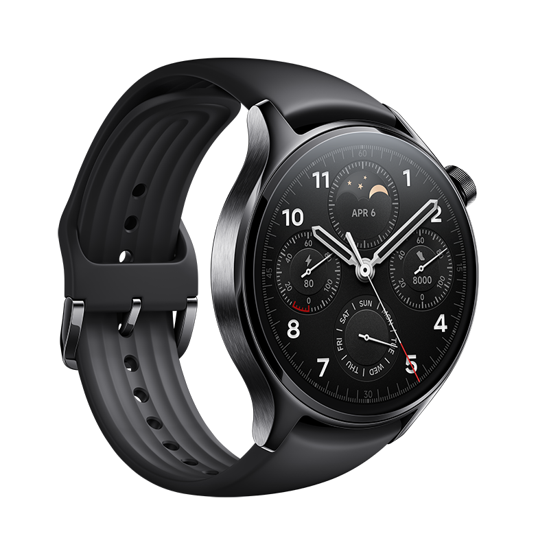 小米(mi)Watch S1 Pro黑色不锈钢表壳(黑色氟橡胶表带)