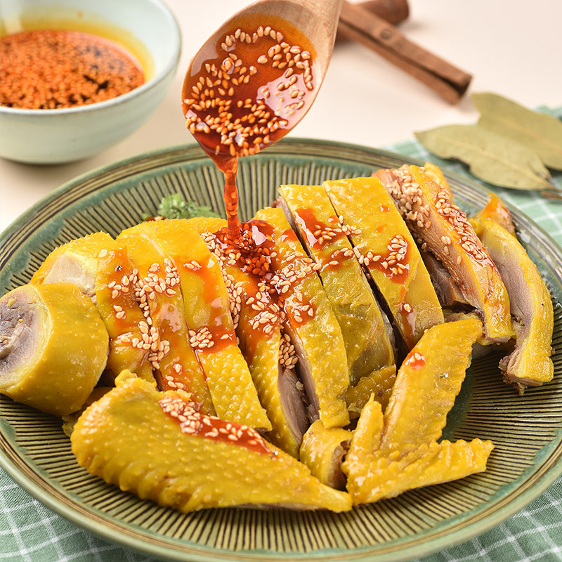 桂花鸭 桂花农场水晶鸡400g盐焗鸡手撕鸡半只配辣油鸡肉熟食卤味休闲小吃高清大图
