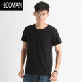 HLCOMANT恤短袖男空白圆领宽松半袖打底衫大码广告衫定制班服印LOG码 L适合120-140斤 黑色