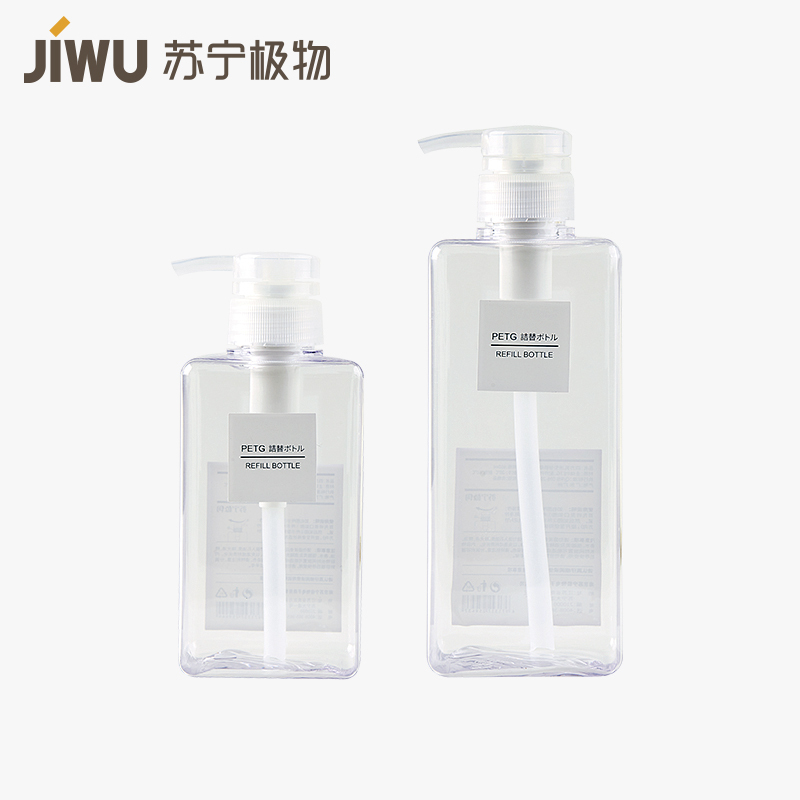 苏宁极物 四方乳液型替换瓶(透明) 透明色+650ml