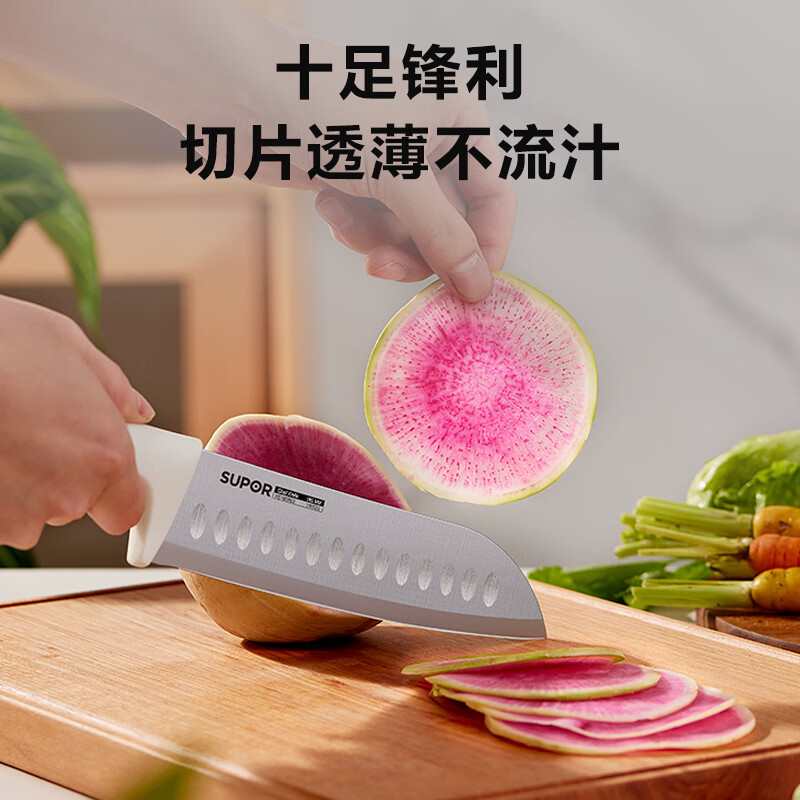 苏泊尔(SUPOR) 刀具6件套套刀水果刀切菜刀厨房刀具套装简约黑 TK1936E高清大图