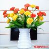 仿真花向日葵花束假花绢花塑料花单支太阳花装饰花客厅仿真小摆件|3束康乃馨+仿瓷瓶套装【夕阳红】