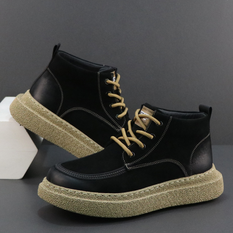 真皮马丁靴男头层牛皮短靴子英伦潮流百搭工装靴新款秋季厚底