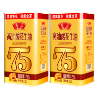 鲁花高油酸花生油2.5L铁桶装*2 食用油 粮油 礼品 家用炒菜 植物油 营养健康轻食 送礼佳品 物理压榨 香浓味美团购