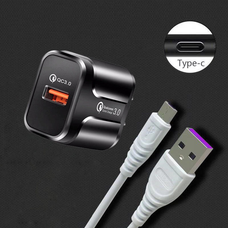 18W快充闪充充电器usb插头5V3A 9V2A苹果华为小米手机充电宝通用|快速充电器+Type-C快充线