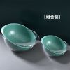 双层洗菜盆沥水篮水果盘家用厨房用品塑料菜篮子淘菜筐果篮收纳筐 松石绿 小号