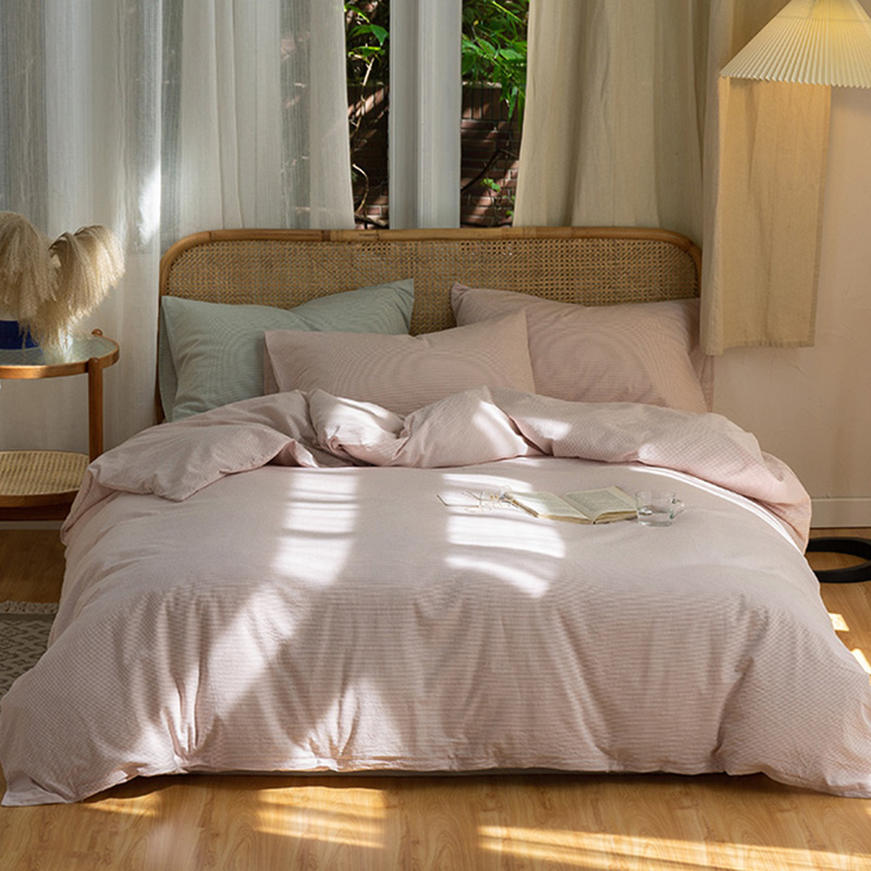 婵思 水洗棉纯棉四件套条纹 床上用品套件