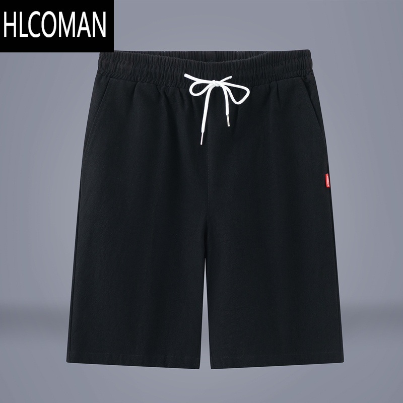 HLCOMAN亚麻短裤男士夏季薄款大码裤衩子休闲运动沙滩棉麻五分裤潮牌百搭