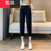 YIBUSHENG冰丝七分裤女季薄款2024新款女裤大码凉凉中裤休闲西装哈伦裤子