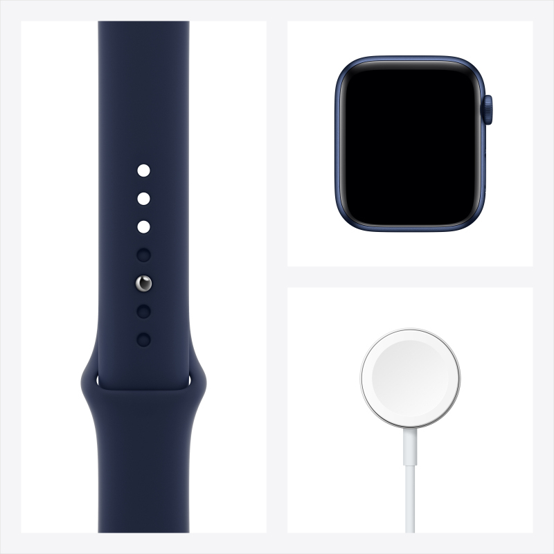 Apple Watch Series 6 40毫米 GPS版 蓝色铝金属表壳 深蓝色运动表带 智能手表高清大图